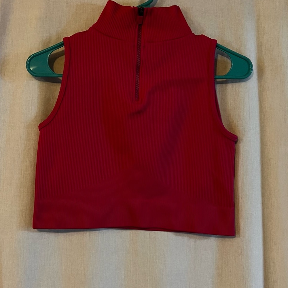 Classic Pink Crop Top with High Collar and Zipper